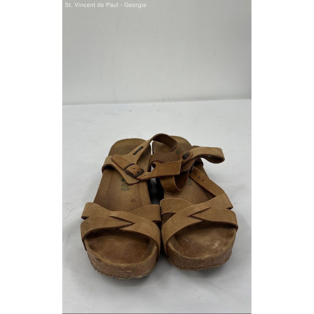 Bionatura Brown Leather Clog Style Italian Made Strappy Platform‎ Sandal Women 7